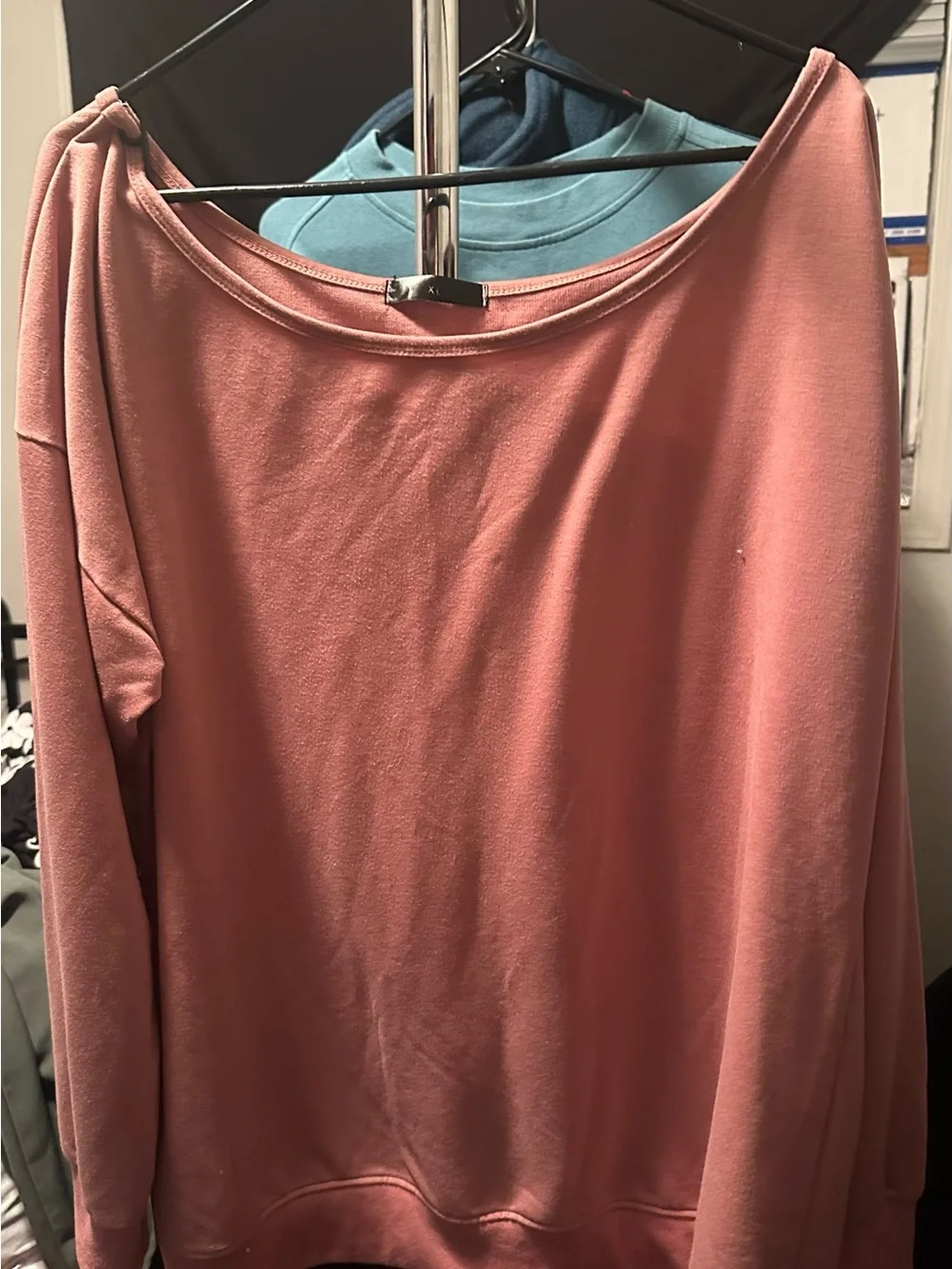 Women's Off-Shoulder Long Sleeve Top - Dusty Rose